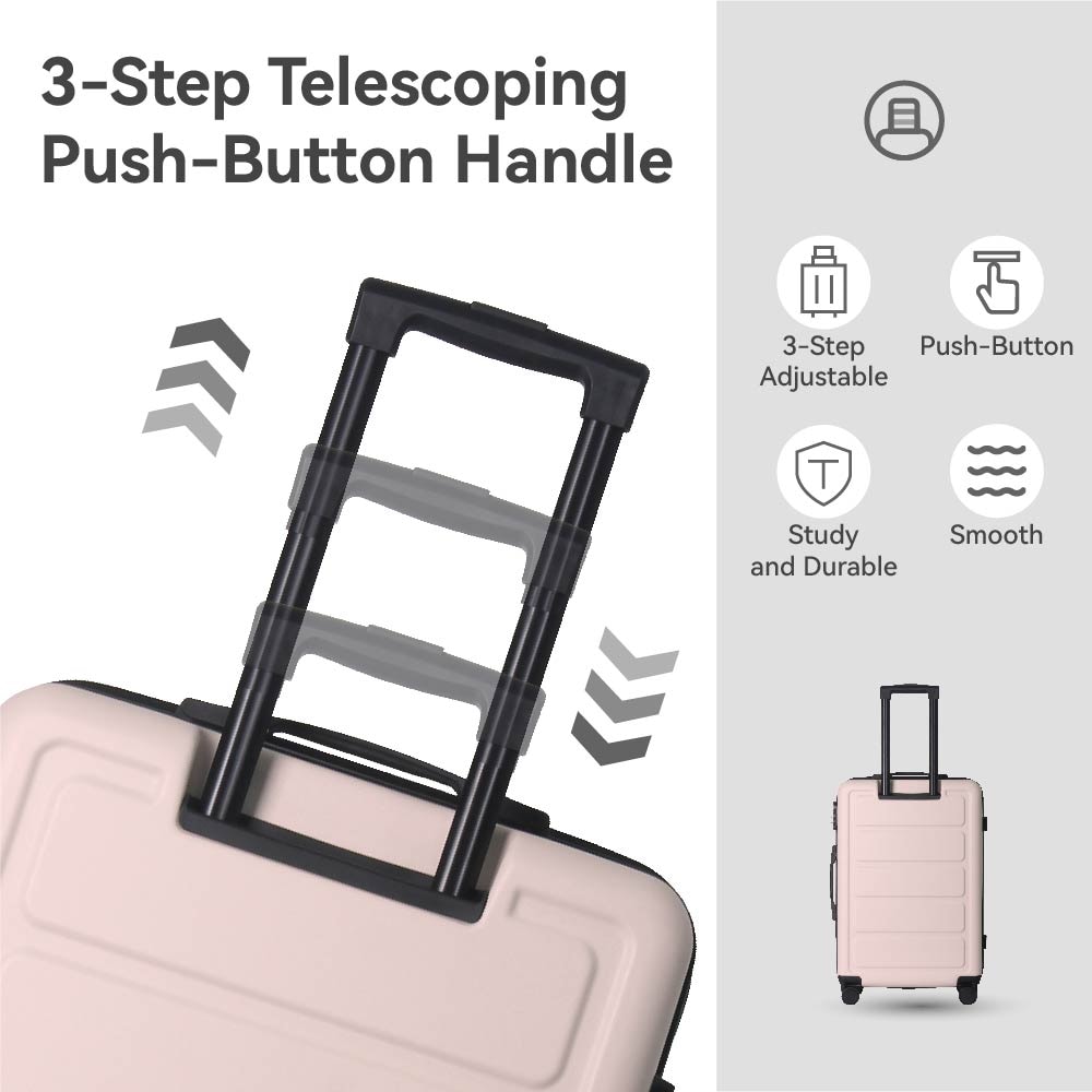 Luggage Sets ABS Hardshell 3pcs Luggage, Lightweight Durable Suitcase Sets Spinner Wheels Suitcase 20''24''28'' (PINK)_voghion.com